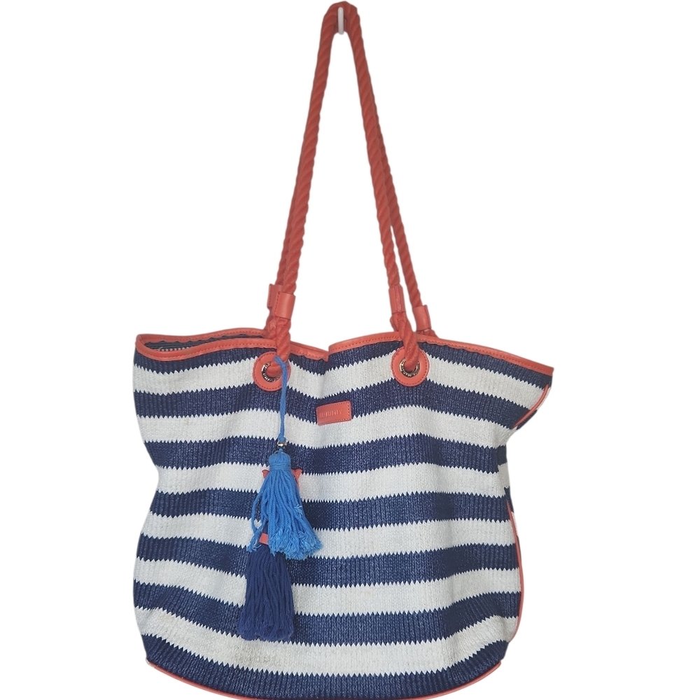 Vera Bradley Navy Blue and White Nautical Tote Bag with Rope Handles And Tags